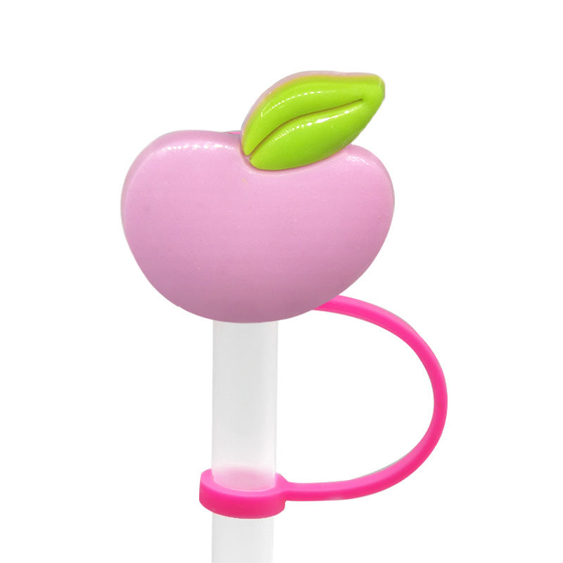 Wholesale 10pcs/pack Straw Cap Flower Fruit Straw Cover Silicone Dust Plug Party Straw